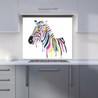 Warren Reed - Designer Multi Coloured Zebra Kitchen Splashback in Pink | Size: 600mm x 750mm