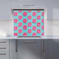 Warren Reed - Designer Fruity Pattern Of Pink Grapefruit Kitchen Splashback | Size: 600mm x 650mm