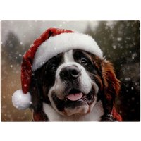Warren Reed - Designer Christmas St Bernard Glass Chopping Board