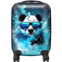 Warren Reed - Designer Panda With Glasses Splashart Water Suitcase in Blue | Size: Medium