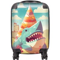 Warren Reed - Designer Shark On A Beach Holiday Suitcase in Yellow | Size: Mini Cabin