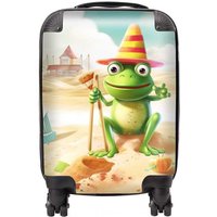 Warren Reed - Designer Happy Frog On A Beach Holiday Suitcase in Yellow | Size: Medium