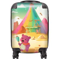 Warren Reed - Designer Purple Bear On A Beach Holiday Suitcase in Yellow | Size: Cabin