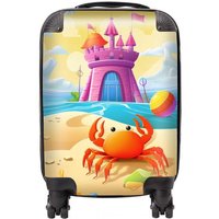 Warren Reed - Designer Orange Crab On A Beach Holiday Suitcase in Yellow | Size: Large
