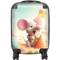 Warren Reed - Designer A Mouse On A Beach Holiday Suitcase in Yellow | Size: Large