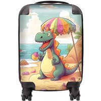 Warren Reed - Designer Dragon On A Beach Holiday Suitcase in Yellow | Size: Medium