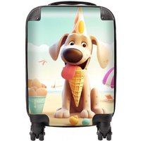 Warren Reed - Designer Dog On A Beach Holiday Suitcase in Yellow | Size: Large
