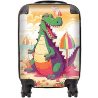 Warren Reed - Designer Crocodile On A Beach Holiday Suitcase in Yellow | Size: Mini Cabin