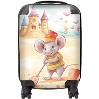 Warren Reed - Designer Mouse On A Beach Holiday Suitcase in Yellow | Size: Cabin