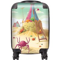 Warren Reed - Designer Crab On A Beach Holiday Suitcase in Yellow | Size: Medium