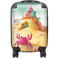 Warren Reed - Designer Pink Crab On A Beach Holiday Suitcase in Yellow | Size: Cabin