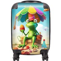 Warren Reed - Designer Frog On A Beach Holiday Suitcase in Yellow | Size: Cabin