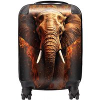Warren Reed - Designer Splashart Elephant & fire Suitcase in Orange | Size: Medium