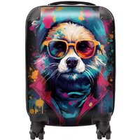 Warren Reed - Designer Multi Coloured Splashart Dog Suitcase in Blue | Size: Medium
