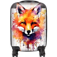 Warren Reed - Designer Watercolour Splashart Fox Face Suitcase in Orange | Size: Mini Cabin