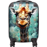 Warren Reed - Designer Splashart Giraffe Face Suitcase in Grey | Size: Large