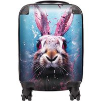 Warren Reed - Designer Rabbit Face Splashart Suitcase in Blue | Size: Large