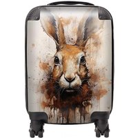 Warren Reed - Designer Watercolour Hare Face Suitcase in Brown | Size: Large