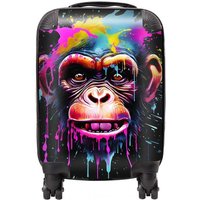 Warren Reed - Designer Multi Coloured Monkey Face Splashart Suitcase in Blue | Size: Mini Cabin
