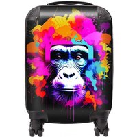 Warren Reed - Designer Multi Coloured Monkey Face Suitcase in Pink | Size: Mini Cabin