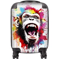 Warren Reed - Designer Coloured Splashart Crazy Monkey Face Suitcase in Red | Size: Large