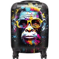 Warren Reed - Designer Coloured Splashart Monkey Face with Glasses Suitcase in Blue | Size: Mini Cabin