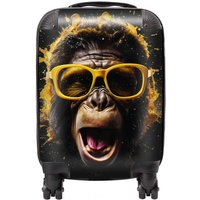 Warren Reed - Designer Splashart Monkey Face With Yellow Glasses Suitcase in Orange | Size: Cabin