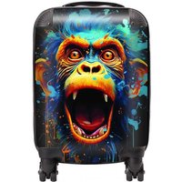 Warren Reed - Designer Crazy Monkey face Splashart Suitcase in Blue | Size: Medium