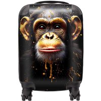Warren Reed - Designer Splashart Cheeky Chimp Face Suitcase in Orange | Size: Cabin