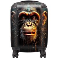 Warren Reed - Designer Splashart Monkey Face Suitcase in Black | Size: Large