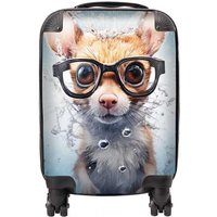 Warren Reed - Designer Splashart Doormouse With Glasses Suitcase in Blue | Size: Mini Cabin