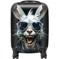 Warren Reed - Designer Funky Rabbit Face Suitcase in Grey | Size: Medium