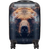 Warren Reed - Designer Brown Bear Face Splashart Suitcase | Size: Cabin
