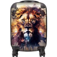 Warren Reed - Designer Majestic Lion Face Splashart Suitcase in Brown | Size: Medium