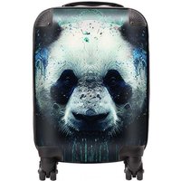 Warren Reed - Designer Panda Face Splashart Dark Background Suitcase in Blue | Size: Mini Cabin