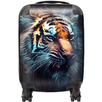 Warren Reed - Designer Tiger Face Splashart Dark Background Suitcase in Brown | Size: Large