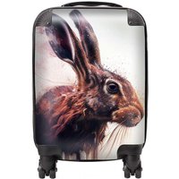 Warren Reed - Designer Hare Face Splashart Suitcase in Brown | Size: Cabin