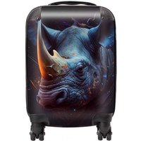 Warren Reed - Designer Rhino Face Splashart Suitcase in Grey | Size: Cabin