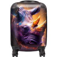 Warren Reed - Designer Golden Rhino Face Splashart Suitcase in Grey | Size: Medium
