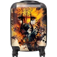 Warren Reed - Designer Cheetah Face Splashart Suitcase in Yellow | Size: Mini Cabin