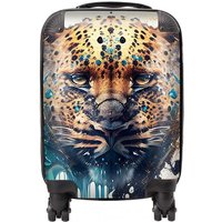 Warren Reed - Designer Leapoard Face Splashart On Light Background Suitcase in Yellow | Size: Mini Cabin