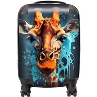 Warren Reed - Designer Blue Giraffe Face Splashart Suitcase in Grey | Size: Mini Cabin