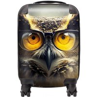 Warren Reed - Designer Owl Splashart Suitcase in Yellow | Size: Cabin