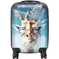 Warren Reed - Designer Giraffe With Glasses Splashart Suitcase in Blue | Size: Large