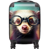 Warren Reed - Designer Ferret With Glasses Splashart Suitcase in Brown | Size: Mini Cabin