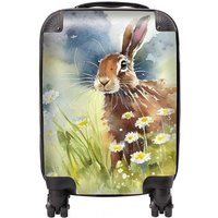 Warren Reed - Designer Hare & Daisies Watercolour Suitcase in Brown | Size: Medium