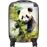 Warren Reed - Designer Panda Eating Bamboo Watercolour Suitcase in Brown | Size: Mini Cabin
