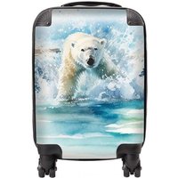 Warren Reed - Designer Hunting Polar Bear Watercolour Suitcase in Brown | Size: Cabin