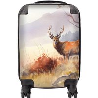 Warren Reed - Designer Stag Deer Water Colour Suitcase in Brown | Size: Medium
