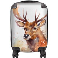 Warren Reed - Designer Majestic Stag Watercolour Suitcase in Brown | Size: Large